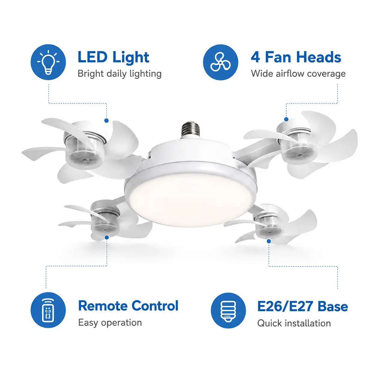 Transform Your Space with the Versatile 19.69 Inch Ceiling Fan Light – Remote Controlled, Energy Efficient, and Perfect for Any Room!