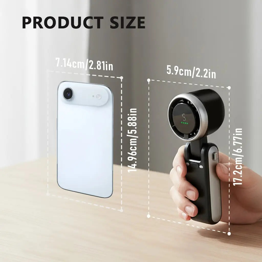 Ultimate Handheld Turbo Fan: 5 Speed Settings, 12 Hour Battery Life, Perfect for Travel and Outdoor Adventures