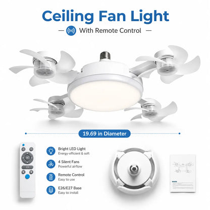 Transform Your Space with the Versatile 19.69 Inch Ceiling Fan Light – Remote Controlled, Energy Efficient, and Perfect for Any Room!