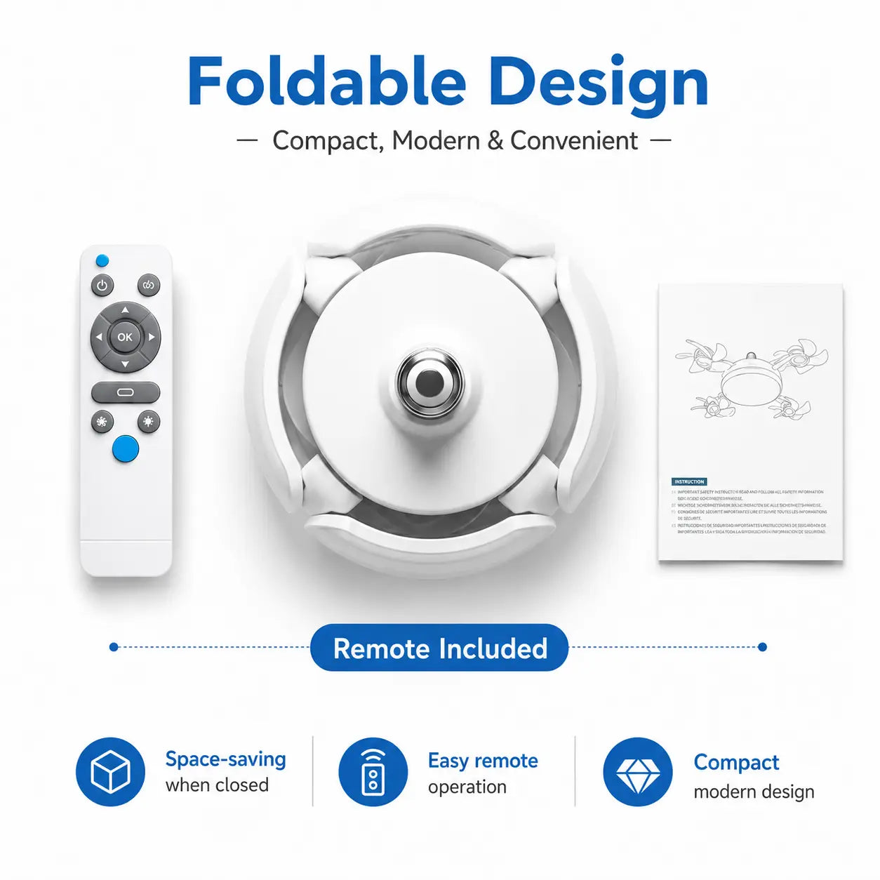 Transform Your Space with the Versatile 19.69 Inch Ceiling Fan Light – Remote Controlled, Energy Efficient, and Perfect for Any Room!