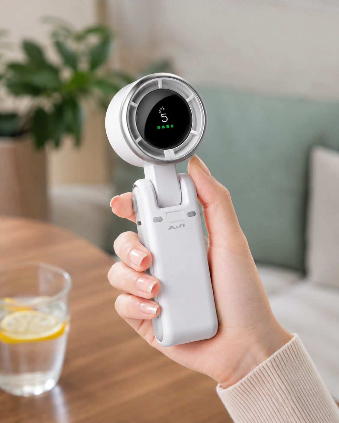 Turbo Portable Handheld Fan - 5 Speed Settings, 12-Hour Rechargeable Battery, Perfect for Travel & Outdoor Cooling