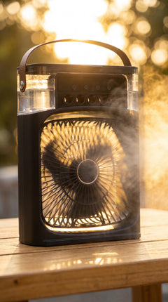 Stay Cool Anywhere: Mini USB Portable Air Conditioner with Humidifier, LED Night Light & 3-in-1 Functionality