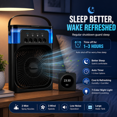 Stay Cool Anywhere: Mini USB Portable Air Conditioner with Humidifier, LED Night Light & 3-in-1 Functionality