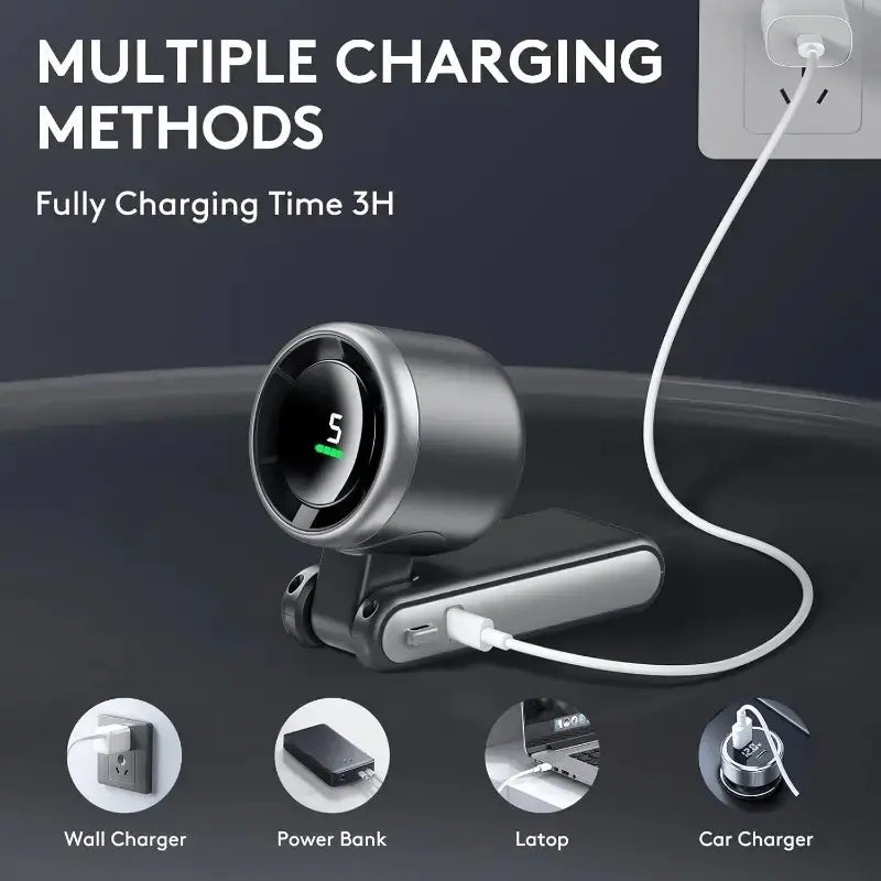 Ultimate Handheld Turbo Fan: 5 Speed Settings, 12 Hour Battery Life, Perfect for Travel and Outdoor Adventures