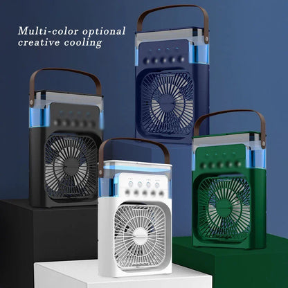 Stay Cool Anywhere: Mini USB Portable Air Conditioner with Humidifier, LED Night Light & 3-in-1 Functionality