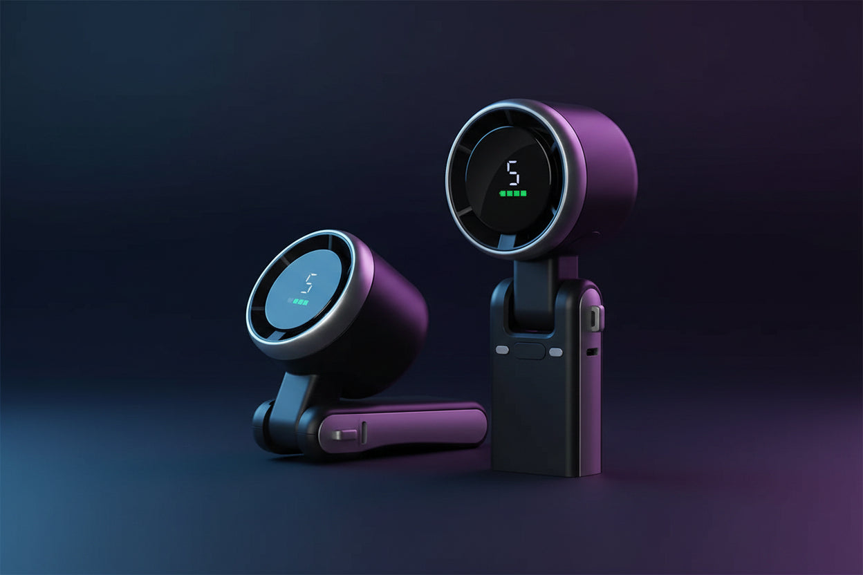 Ultimate Handheld Turbo Fan: 5 Speed Settings, 12 Hour Battery Life, Perfect for Travel and Outdoor Adventures