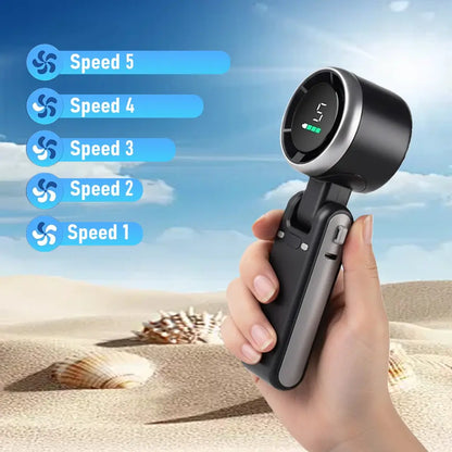 Ultimate Handheld Turbo Fan: 5 Speed Settings, 12 Hour Battery Life, Perfect for Travel and Outdoor Adventures