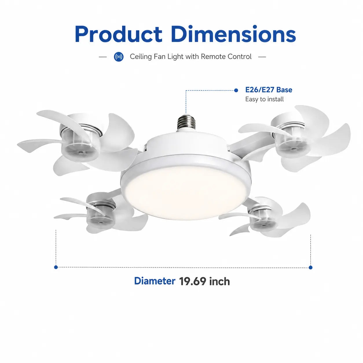 Transform Your Space with the Versatile 19.69 Inch Ceiling Fan Light – Remote Controlled, Energy Efficient, and Perfect for Any Room!
